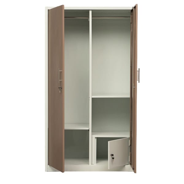 Tủ sắt đựng quần áo 2 buồng-màu cà phê